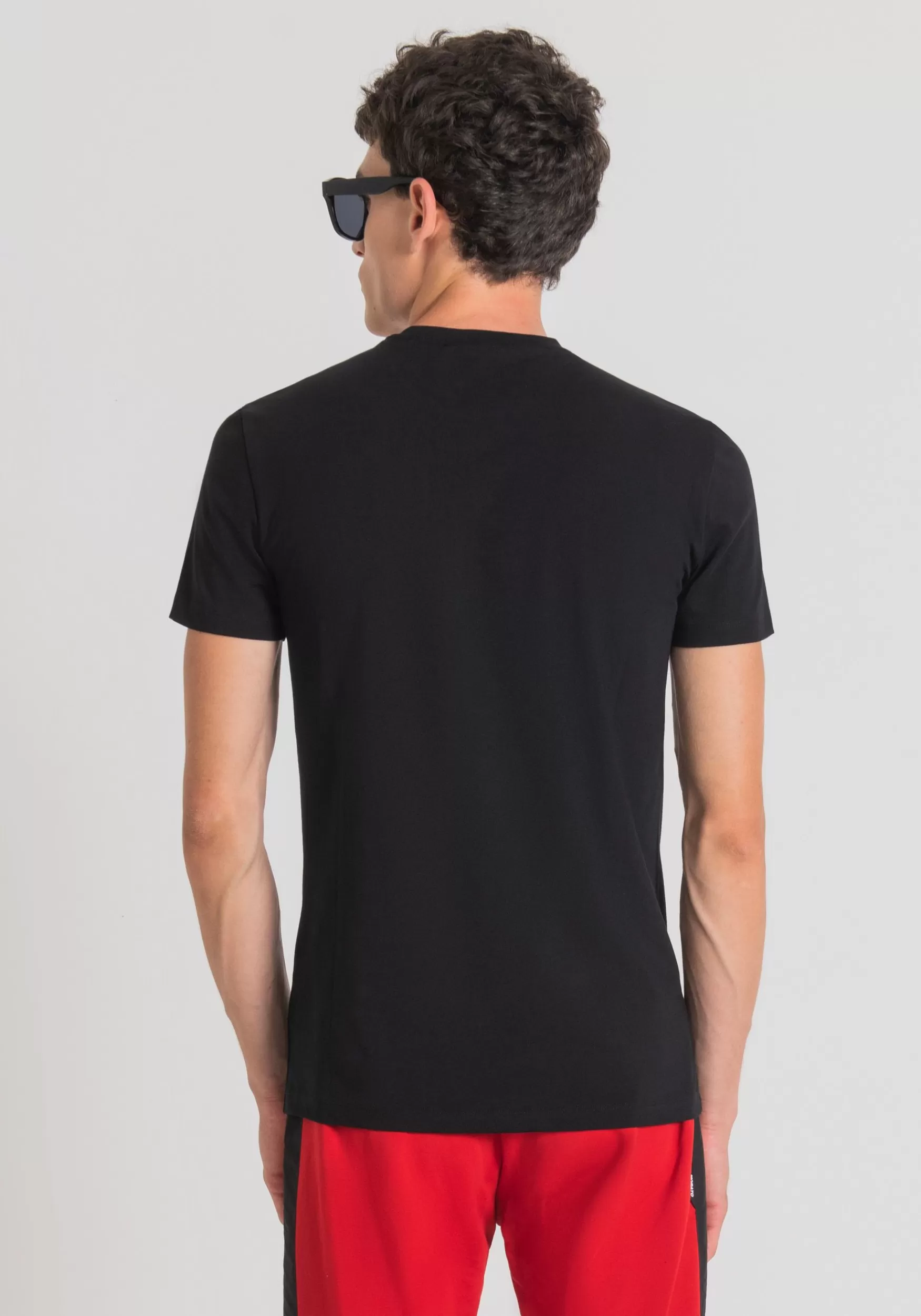 Outlet Antony Morato T-Shirt Super Slim Fit Aus Baumwollstretch Mit Logo-Print Schwarz